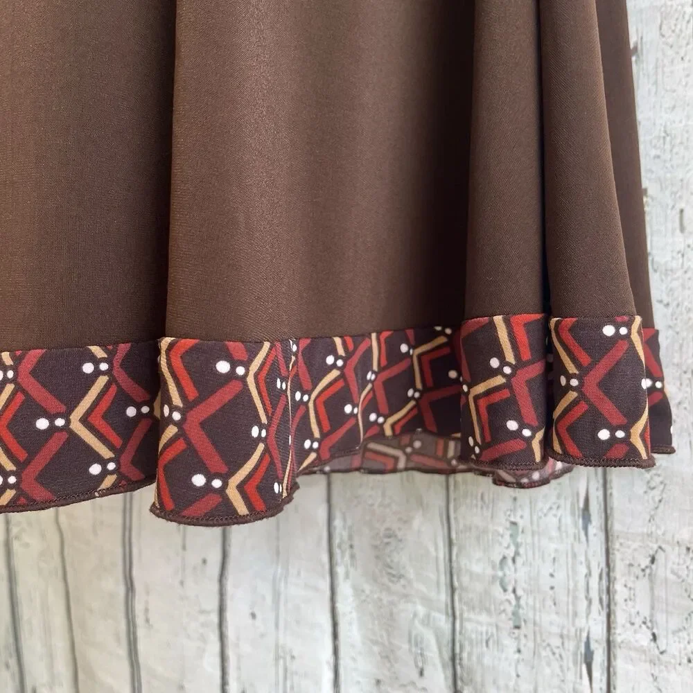 Vintage Candies Womens Y2K Babydoll Dress Size Small Preppy Brown Geometric